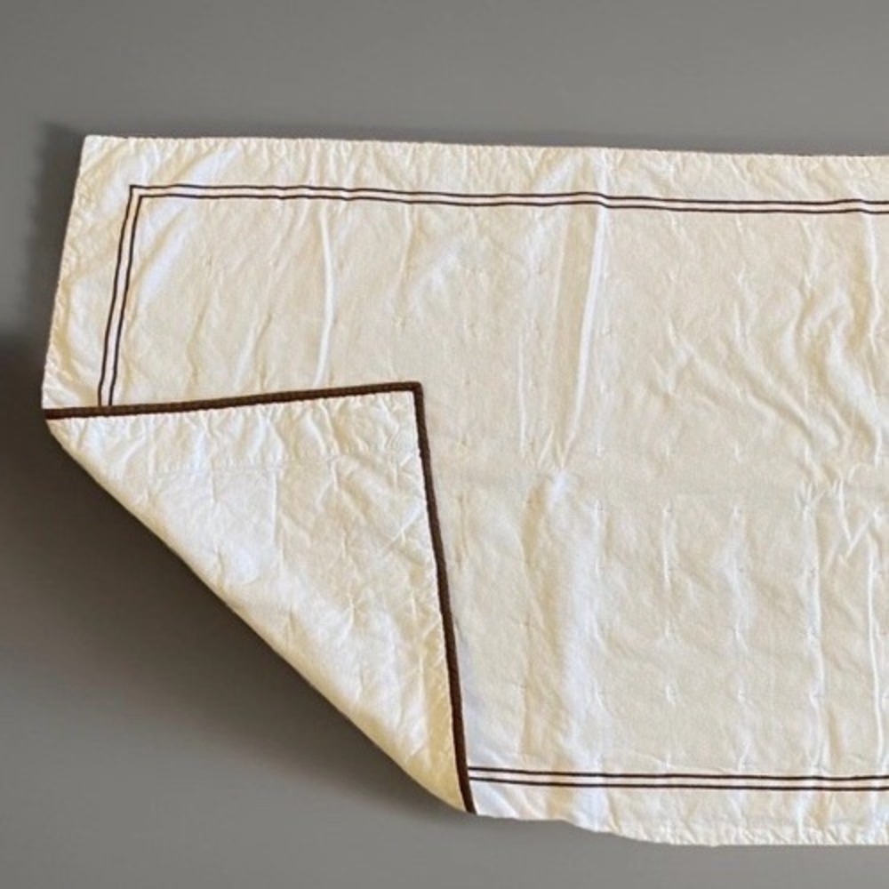 ❤️ Rare POTTERY BARN KIDS Brown White Stripe Border Pique Crib Quilt Hangable